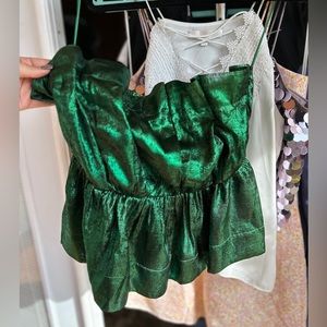 Tcec Shiny green tube top, cropped, size medium, worn once